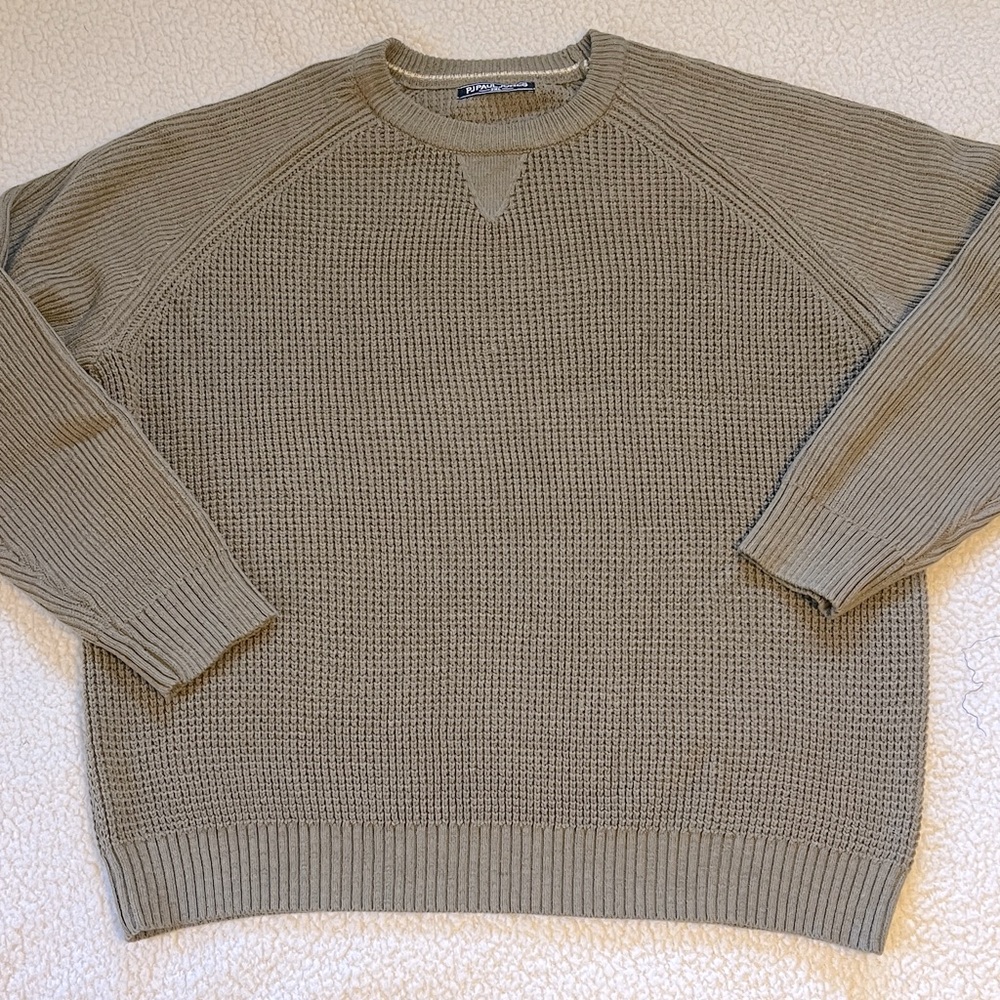 Paul Jones Men's Taupe Crewneck Knit Sweater